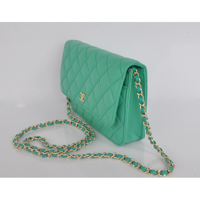 2014 Chanel A33814 Green Sheepskin Leather mini Flap Bag Gold