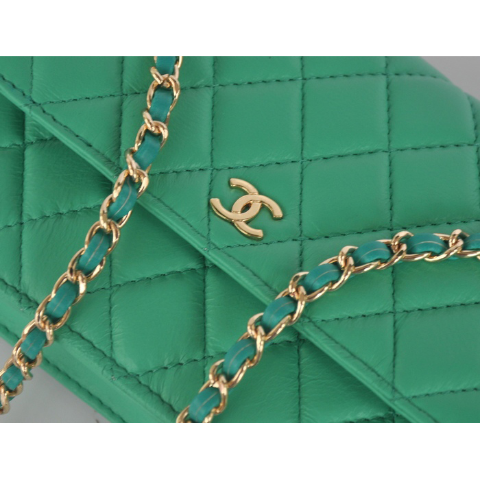 2014 Chanel A33814 Green Sheepskin Leather mini Flap Bag Gold