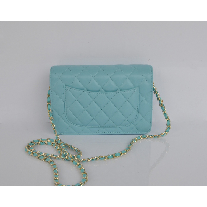 2014 Chanel A33814 Light blue Sheepskin Leather mini Flap Bag Gold