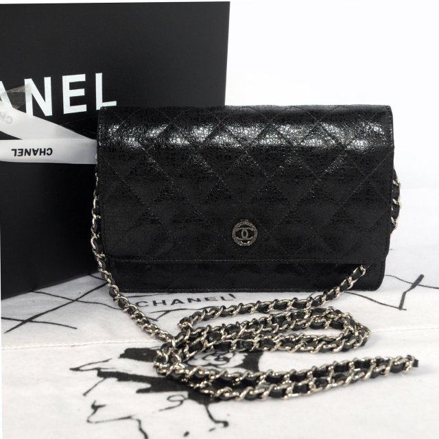 2014 Chanel A33814 Original Glazed Crackled Leather mini Flap Bag with Black