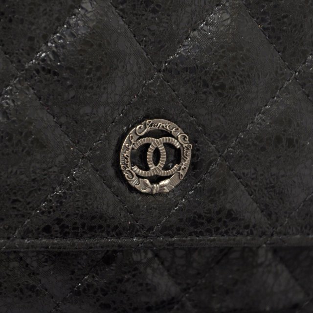 2014 Chanel A33814 Original Glazed Crackled Leather mini Flap Bag with Black