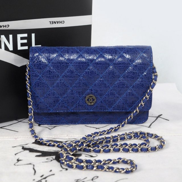 2014 Chanel A33814 Original Glazed Crackled Leather mini Flap Bag with Blue