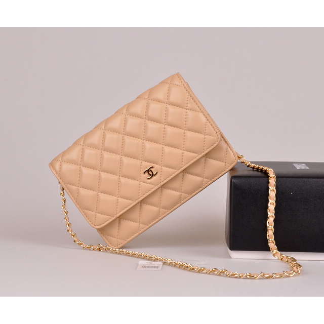 2014 Chanel A33814 Original Sheepskin Leather Flap Bag in Apricot with Gold