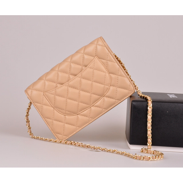 2014 Chanel A33814 Original Sheepskin Leather Flap Bag in Apricot with Gold