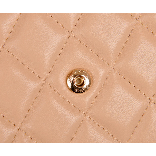 2014 Chanel A33814 Original Sheepskin Leather Flap Bag in Apricot with Gold