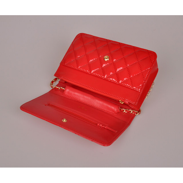 2014 Chanel A33814 Red Patent Leather mini Flap Bag Gold