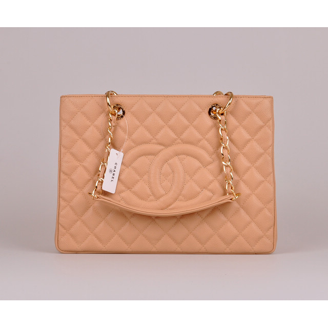 2014 Chanel A50995 Original Caviar Leather Shoulder Bag Apricot in Gold