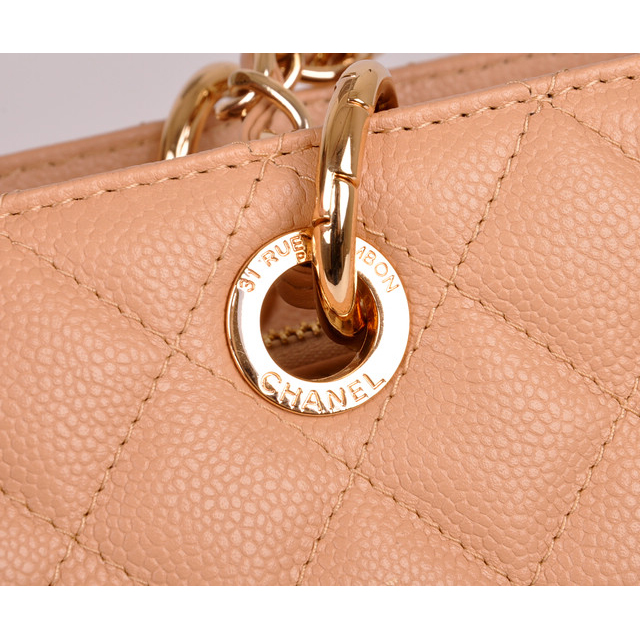 2014 Chanel A50995 Original Caviar Leather Shoulder Bag Apricot in Gold