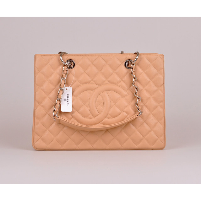 2014 Chanel A50995 Original Caviar Leather Shoulder Bag Apricot in Silver