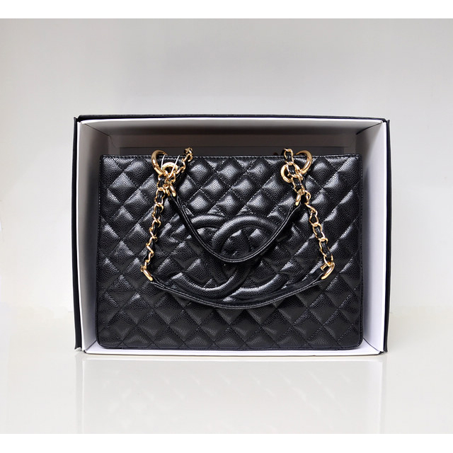 2014 Chanel A50995 Original Caviar Leather Shoulder Bag Black in Gold