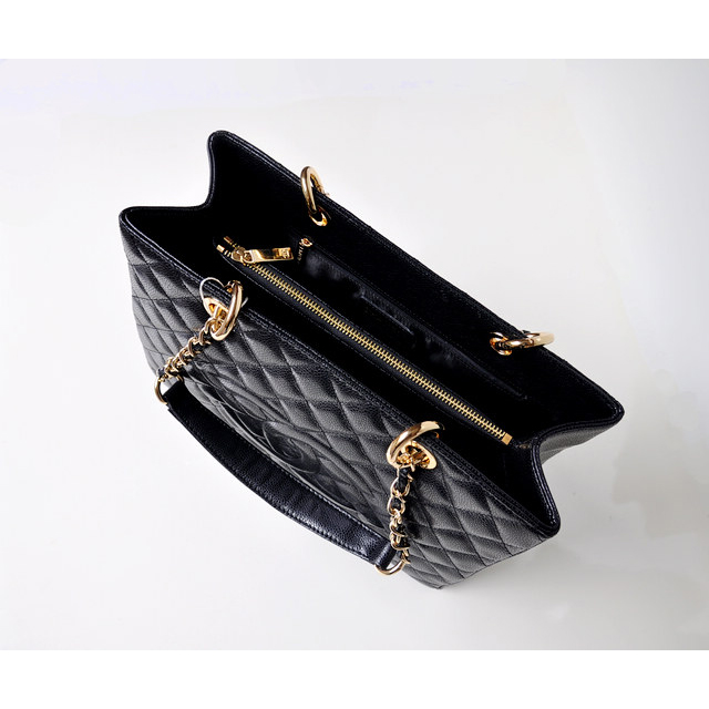 2014 Chanel A50995 Original Caviar Leather Shoulder Bag Black in Gold