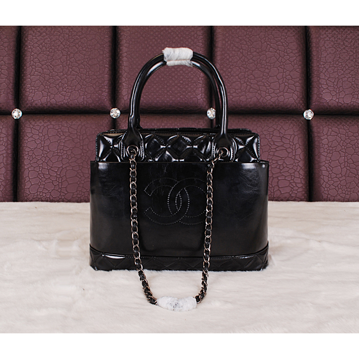 2014 Chanel A68069 Top Handle Bag Oil Wax Leather Black