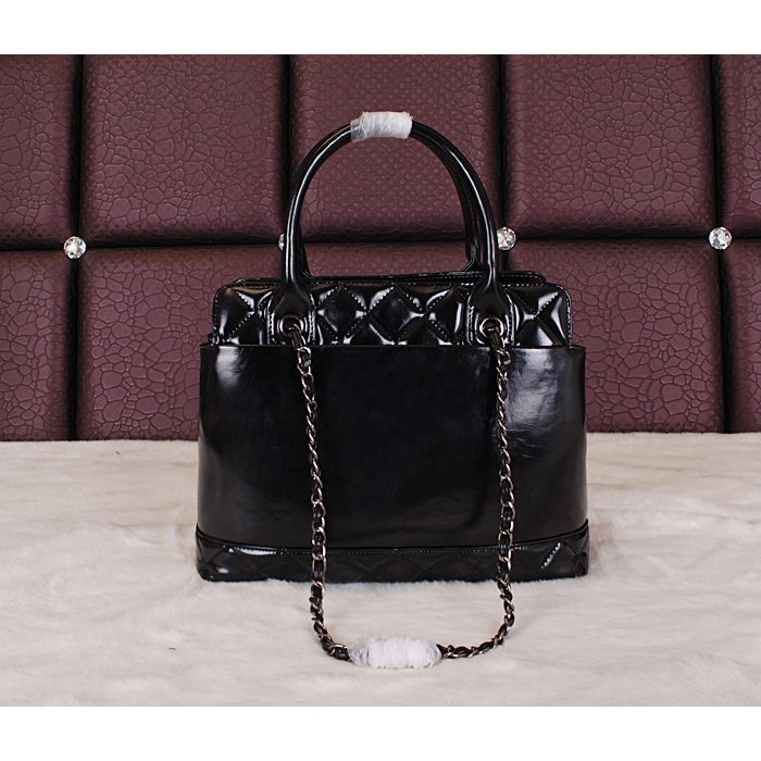 2014 Chanel A68069 Top Handle Bag Oil Wax Leather Black