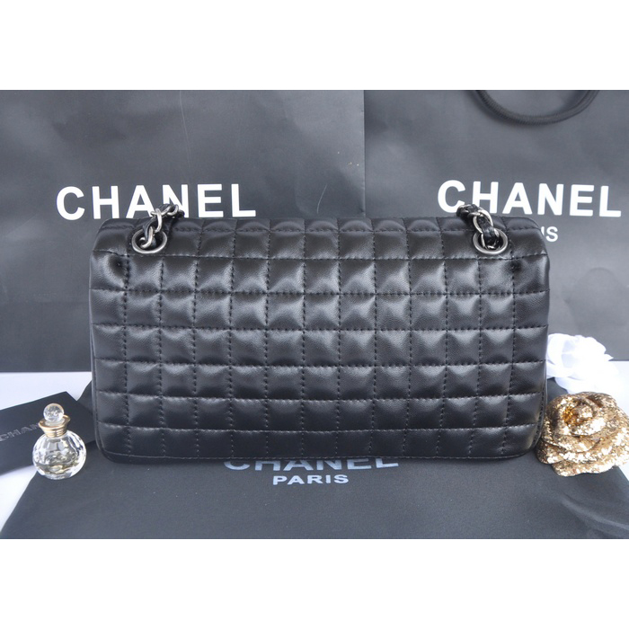 2014 Chanel A90660 Gold flap Bag Sheepskin Leather in Black