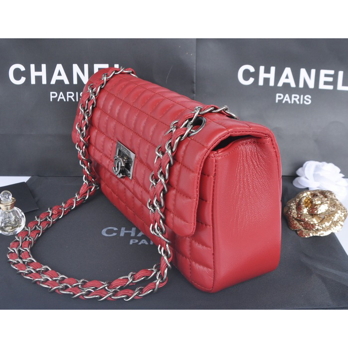 2014 Chanel A90660 Gold flap Bag Sheepskin Leather in Red