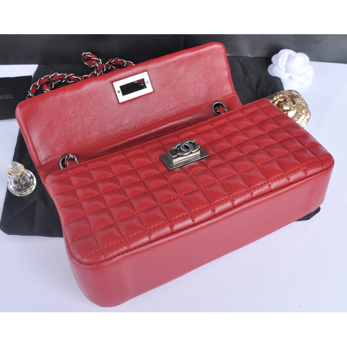 2014 Chanel A90660 Gold flap Bag Sheepskin Leather in Red