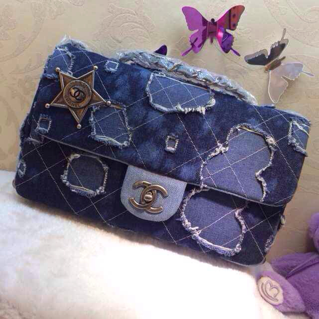 2014 Chanel A92463 DALLAS Denim Flap bag Sheriff Star