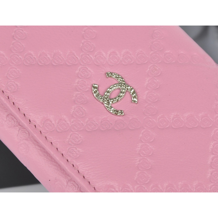 2014 Chanel Bi-Fold Wallet Embossed Leather A50098 Pink