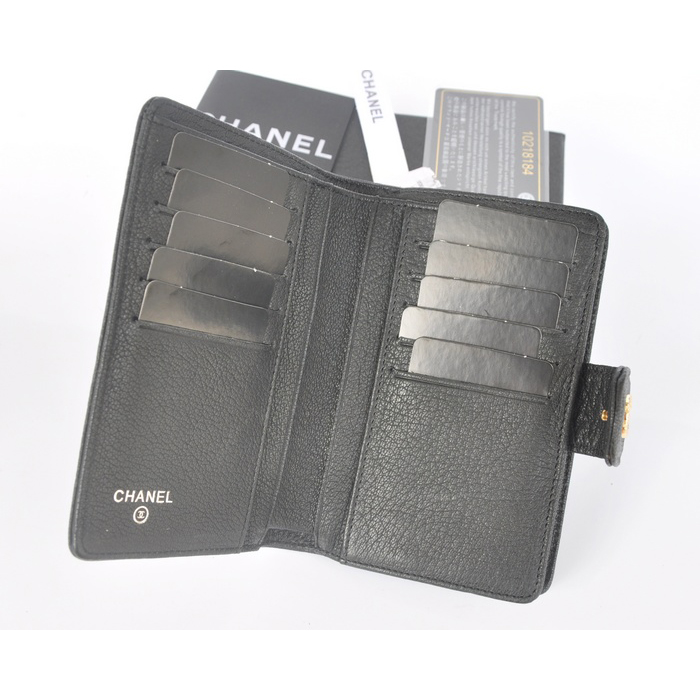 2014 Chanel Bi-Fold Wallet Original Elephant pattern Leather C9558 Black