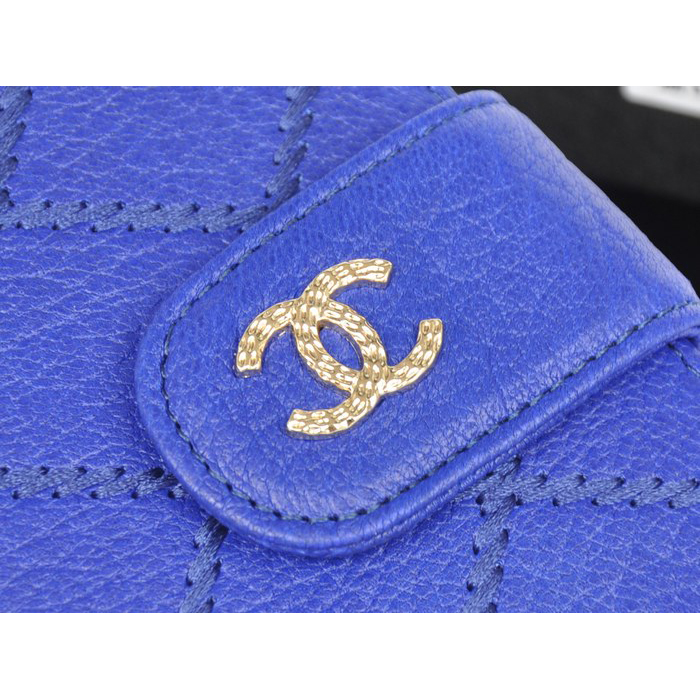 2014 Chanel Bi-Fold Wallet Original Elephant pattern Leather C9558 Blue