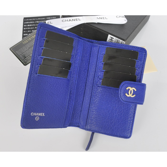 2014 Chanel Bi-Fold Wallet Original Elephant pattern Leather C9558 Blue