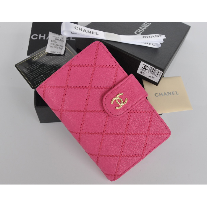 2014 Chanel Bi-Fold Wallet Original Elephant pattern Leather C9558 Rose