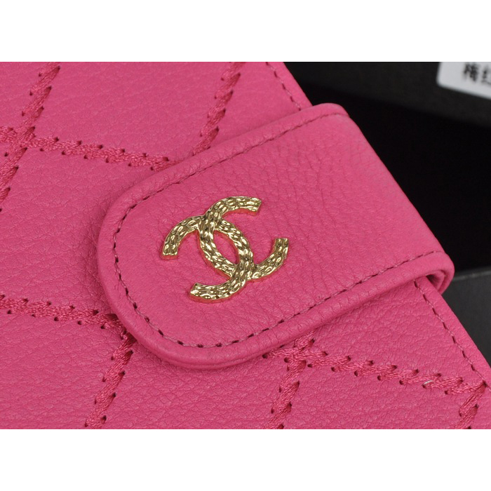 2014 Chanel Bi-Fold Wallet Original Elephant pattern Leather C9558 Rose