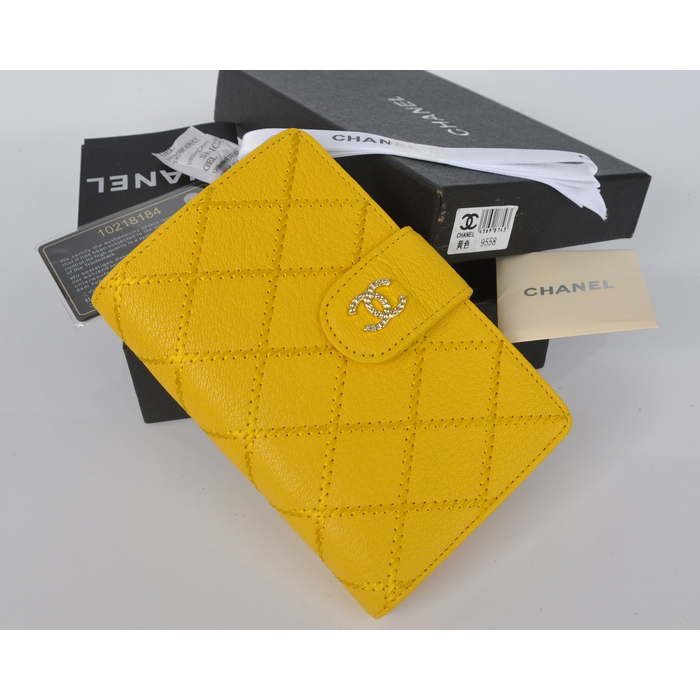 2014 Chanel Bi-Fold Wallet Original Elephant pattern Leather C9558 Yellow