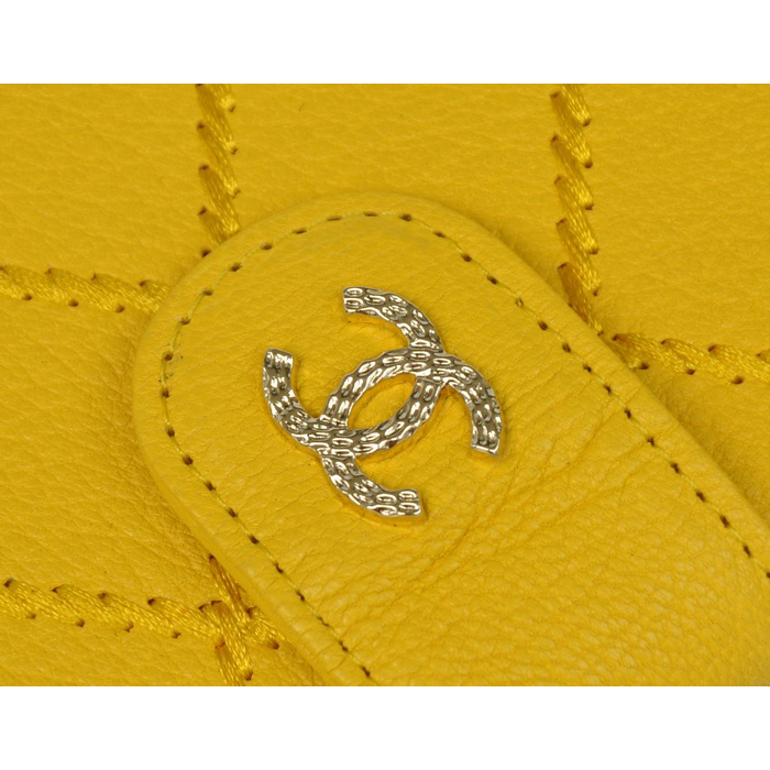 2014 Chanel Bi-Fold Wallet Original Elephant pattern Leather C9558 Yellow