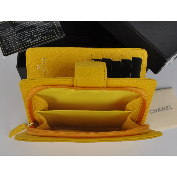 2014 Chanel Bi-Fold Wallet Original Elephant pattern Leather C9558 Yellow