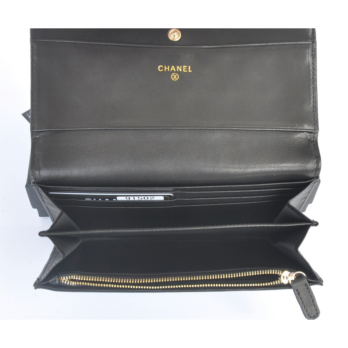 2014 Chanel Bi-Fold Wallet Original Leather A91502 Black