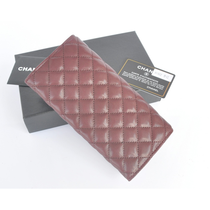 2014 Chanel Bi-Fold Wallet Original Leather A91502 Burgundy