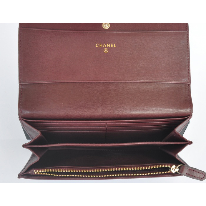 2014 Chanel Bi-Fold Wallet Original Leather A91502 Burgundy