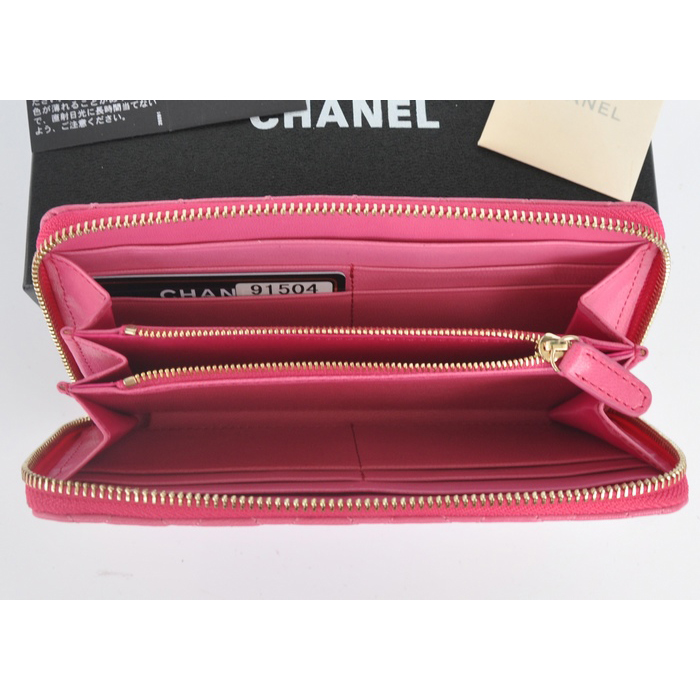 2014 Chanel Bi-Fold Zip Around Wallet Original Leather A91504 Peach