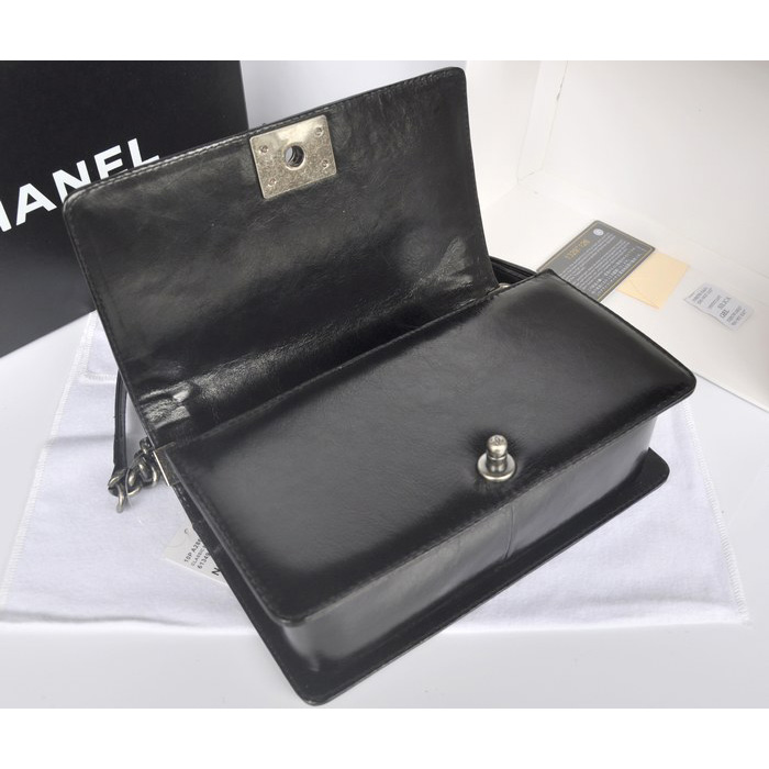 2014 Chanel Boy Flap Shoulder Bag Original Bright Leather A66383 Black