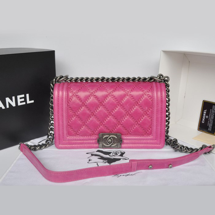 2014 Chanel Boy Flap Shoulder Bag Original Bright Leather A66383 Rose