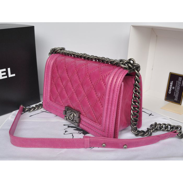 2014 Chanel Boy Flap Shoulder Bag Original Bright Leather A66383 Rose