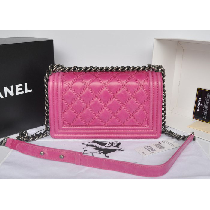 2014 Chanel Boy Flap Shoulder Bag Original Bright Leather A66383 Rose