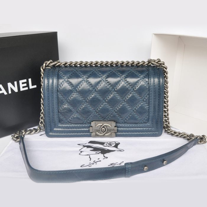 2014 Chanel Boy Flap Shoulder Bag Original Bright Leather A66383 RoyalBlue