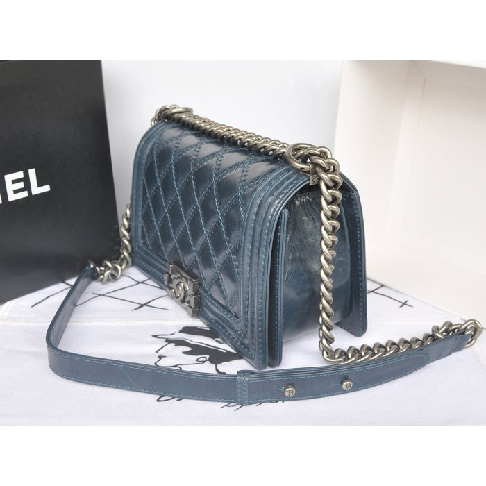 2014 Chanel Boy Flap Shoulder Bag Original Bright Leather A66383 RoyalBlue