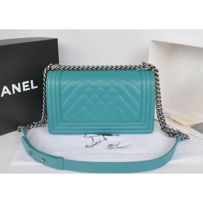 2014 Chanel Boy Flap Shoulder Bag in Original Sheepskin Leather A90191 Green