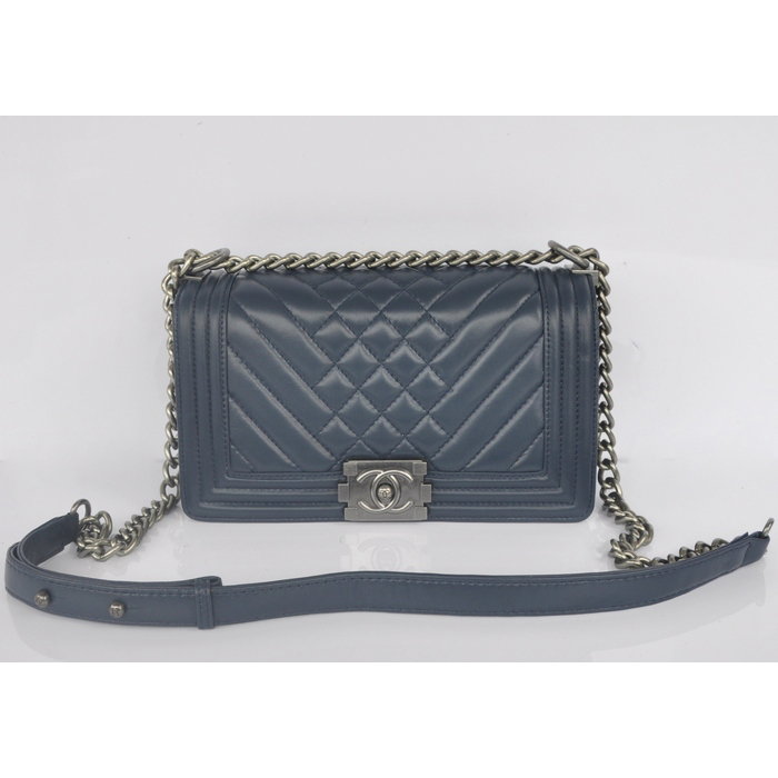 2014 Chanel Boy Flap Shoulder Bag in Original Sheepskin Leather A90191 Royalblue