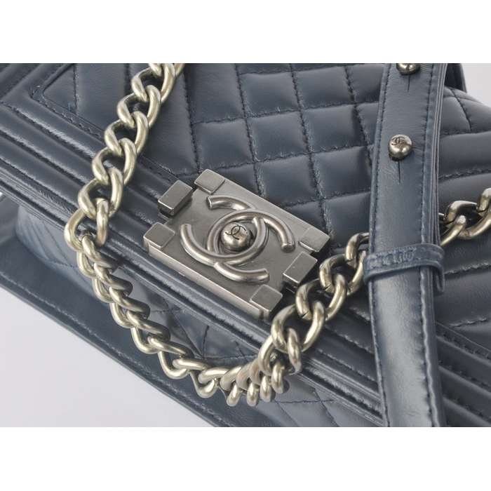 2014 Chanel Boy Flap Shoulder Bag in Original Sheepskin Leather A90191 Royalblue