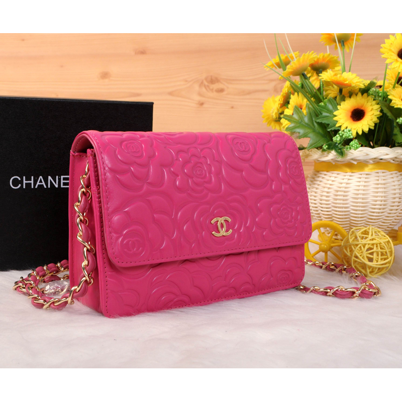 2014 Chanel Camellia Leather mini Flap Bag A088 Rose