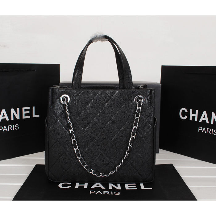 2014 Chanel Caviar Leather shouledr Tote Bag A6802 in Black