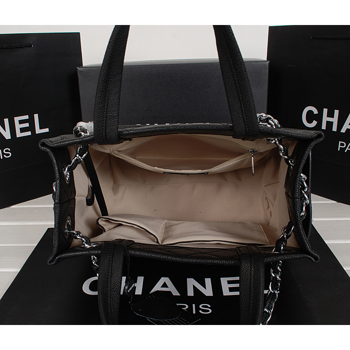 2014 Chanel Caviar Leather shouledr Tote Bag A6802 in Black