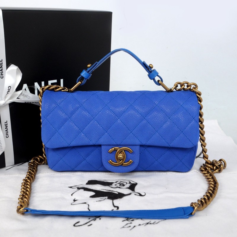 2014 Chanel Classic Cannage Pattern Nubuck Leather Top Flap Bag A67622 Blue