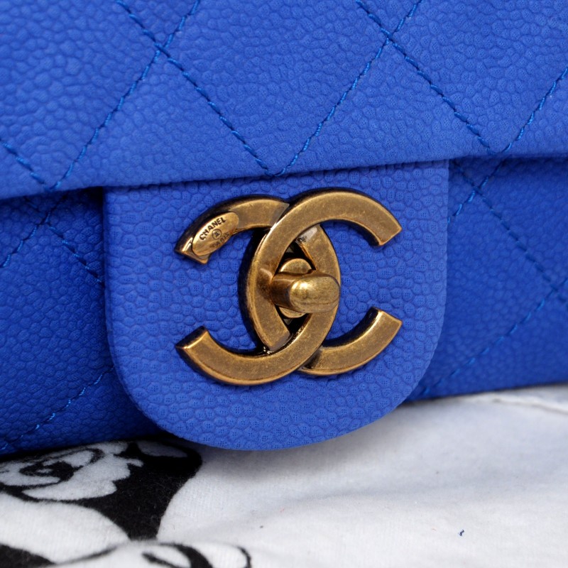 2014 Chanel Classic Cannage Pattern Nubuck Leather Top Flap Bag A67622 Blue