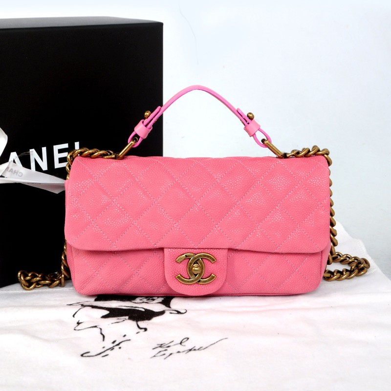 2014 Chanel Classic Cannage Pattern Nubuck Leather Top Flap Bag A67622 Pink