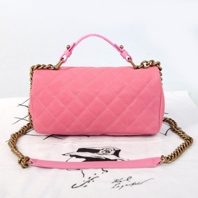 2014 Chanel Classic Cannage Pattern Nubuck Leather Top Flap Bag A67622 Pink